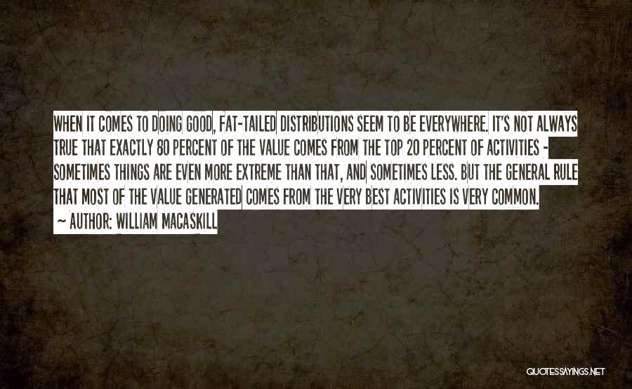 William MacAskill Quotes: When It Comes To Doing Good, Fat-tailed Distributions Seem To Be Everywhere. It's Not Always True That Exactly 80 Percent