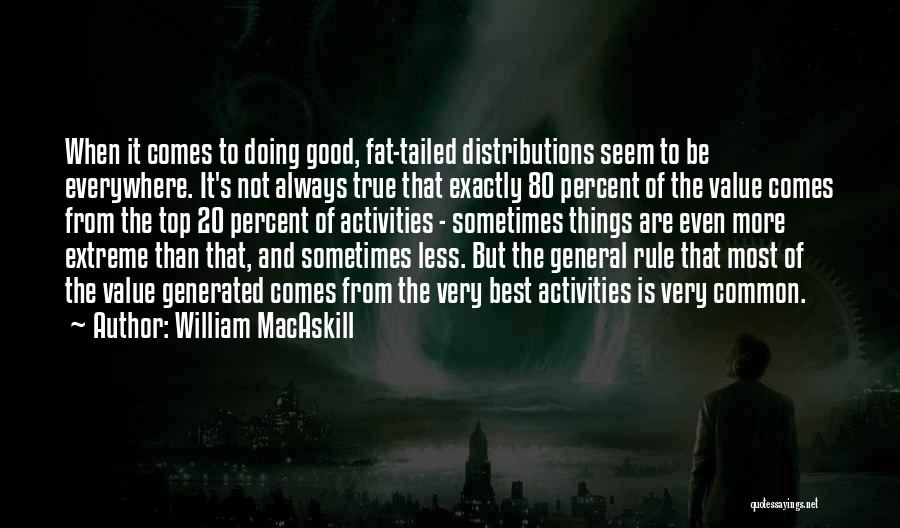 William MacAskill Quotes: When It Comes To Doing Good, Fat-tailed Distributions Seem To Be Everywhere. It's Not Always True That Exactly 80 Percent