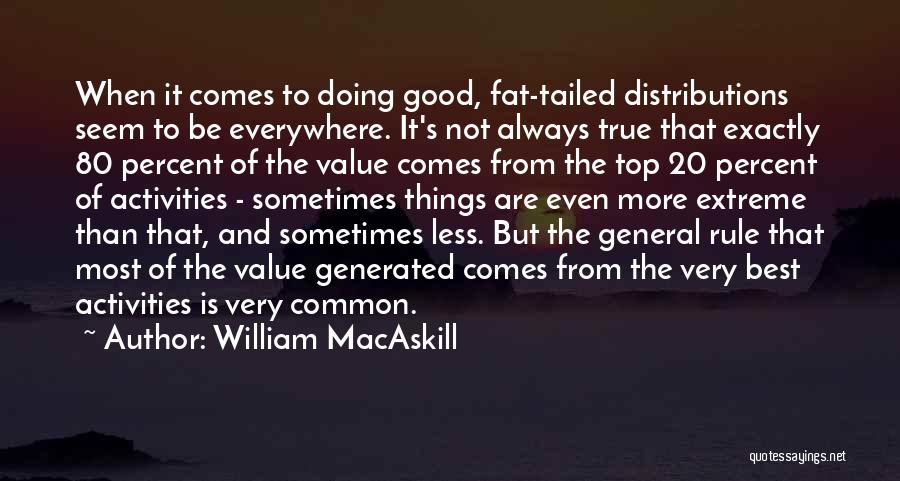 William MacAskill Quotes: When It Comes To Doing Good, Fat-tailed Distributions Seem To Be Everywhere. It's Not Always True That Exactly 80 Percent
