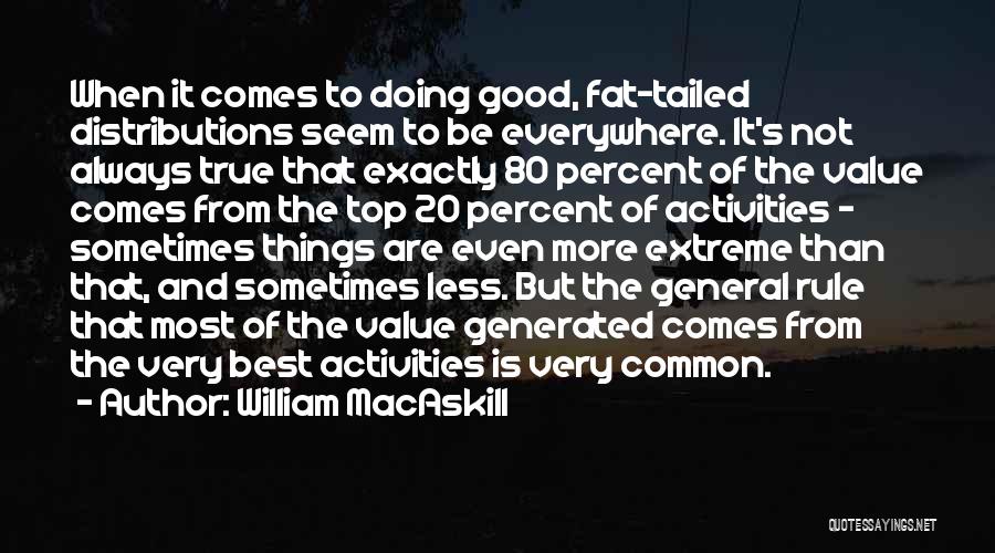 William MacAskill Quotes: When It Comes To Doing Good, Fat-tailed Distributions Seem To Be Everywhere. It's Not Always True That Exactly 80 Percent