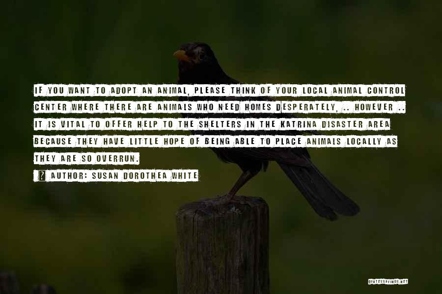 Susan Dorothea White Quotes: If You Want To Adopt An Animal, Please Think Of Your Local Animal Control Center Where There Are Animals Who