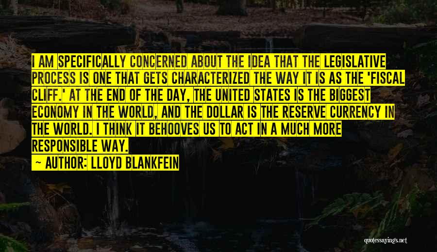 Lloyd Blankfein Quotes: I Am Specifically Concerned About The Idea That The Legislative Process Is One That Gets Characterized The Way It Is