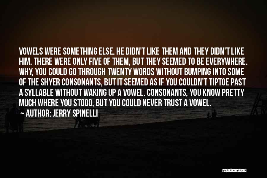 Jerry Spinelli Quotes: Vowels Were Something Else. He Didn't Like Them And They Didn't Like Him. There Were Only Five Of Them, But