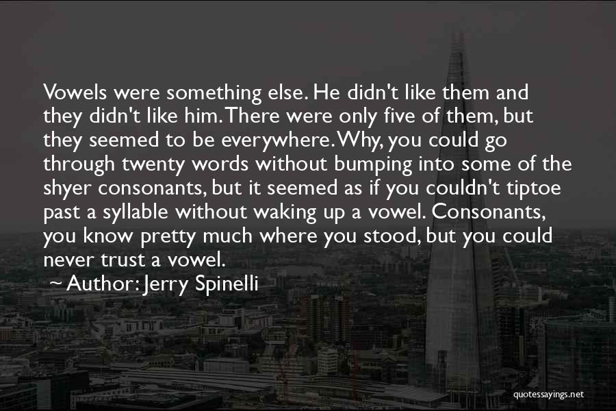 Jerry Spinelli Quotes: Vowels Were Something Else. He Didn't Like Them And They Didn't Like Him. There Were Only Five Of Them, But