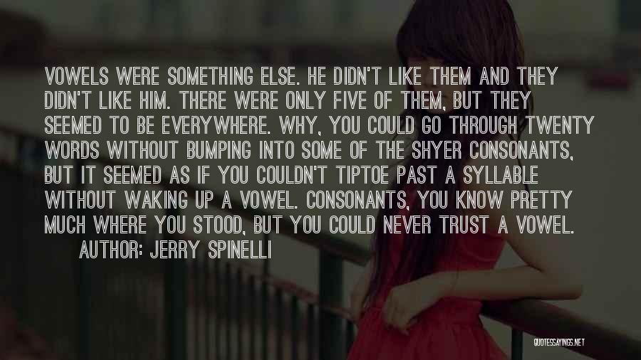 Jerry Spinelli Quotes: Vowels Were Something Else. He Didn't Like Them And They Didn't Like Him. There Were Only Five Of Them, But