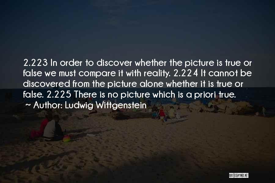 Ludwig Wittgenstein Quotes: 2.223 In Order To Discover Whether The Picture Is True Or False We Must Compare It With Reality. 2.224 It
