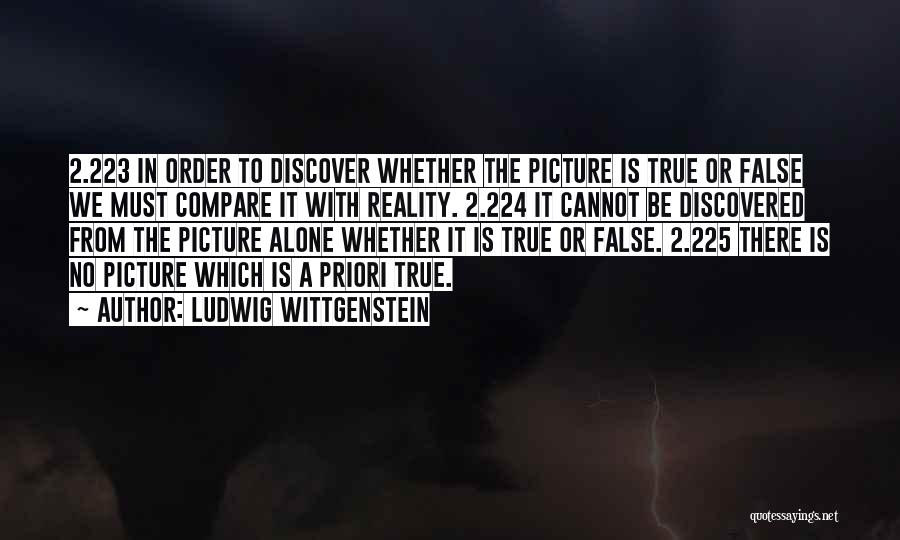 Ludwig Wittgenstein Quotes: 2.223 In Order To Discover Whether The Picture Is True Or False We Must Compare It With Reality. 2.224 It