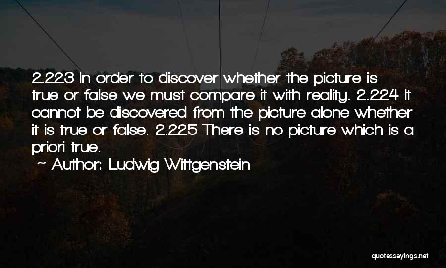 Ludwig Wittgenstein Quotes: 2.223 In Order To Discover Whether The Picture Is True Or False We Must Compare It With Reality. 2.224 It