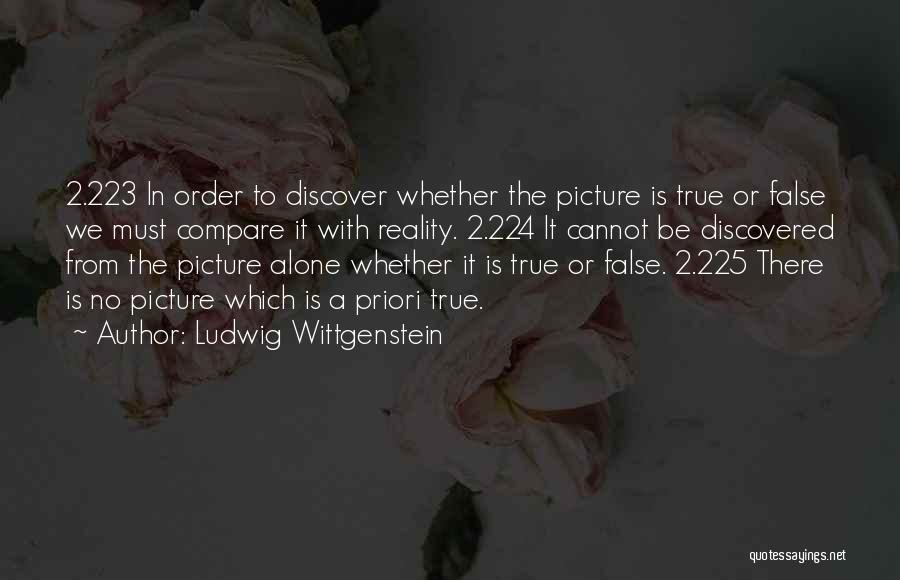 Ludwig Wittgenstein Quotes: 2.223 In Order To Discover Whether The Picture Is True Or False We Must Compare It With Reality. 2.224 It