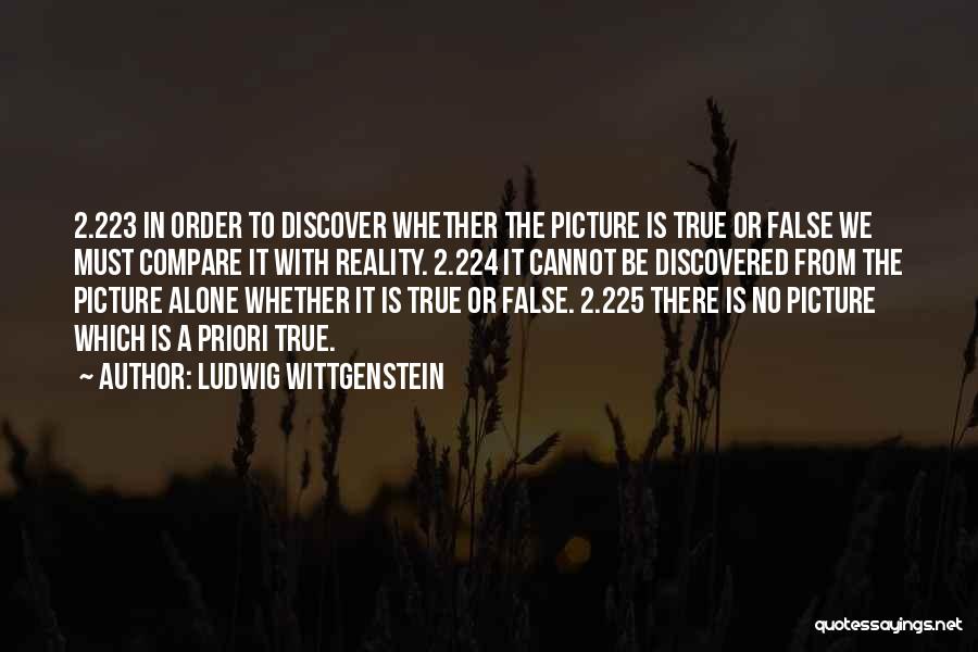 Ludwig Wittgenstein Quotes: 2.223 In Order To Discover Whether The Picture Is True Or False We Must Compare It With Reality. 2.224 It