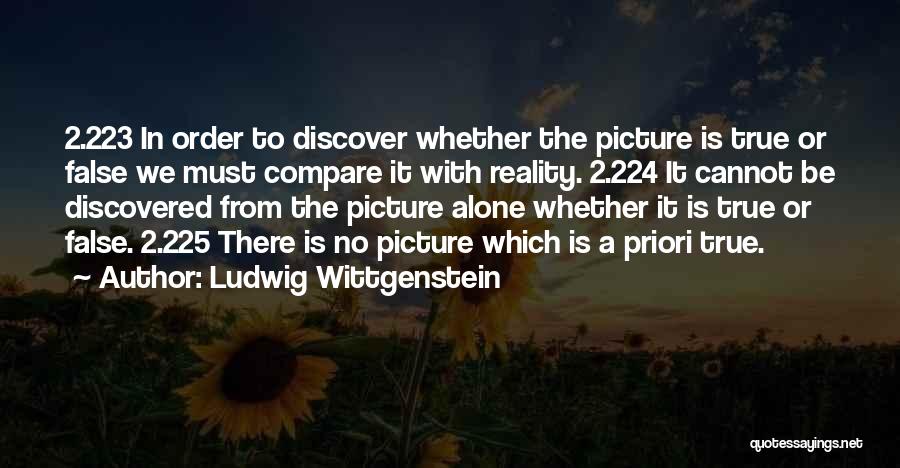 Ludwig Wittgenstein Quotes: 2.223 In Order To Discover Whether The Picture Is True Or False We Must Compare It With Reality. 2.224 It