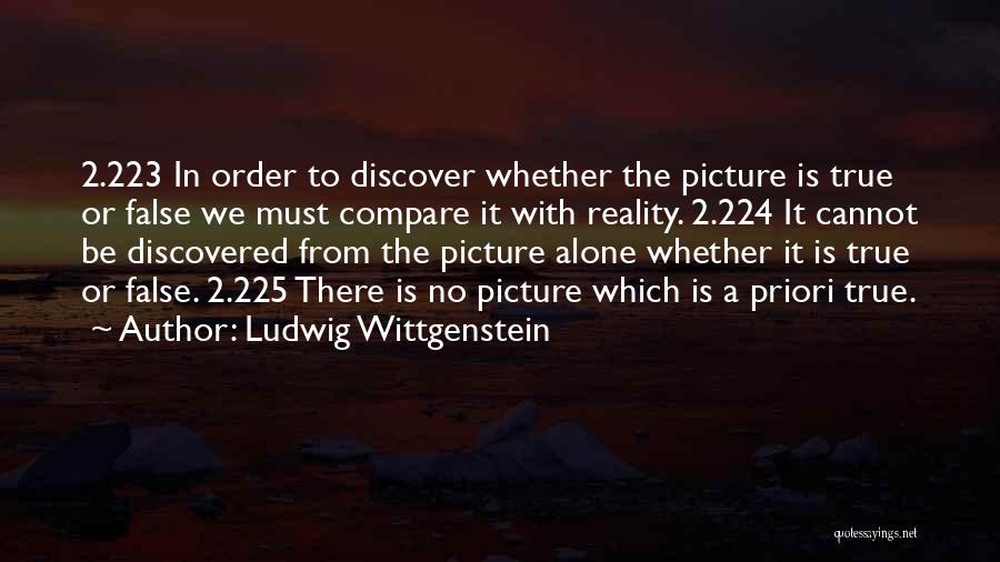 Ludwig Wittgenstein Quotes: 2.223 In Order To Discover Whether The Picture Is True Or False We Must Compare It With Reality. 2.224 It