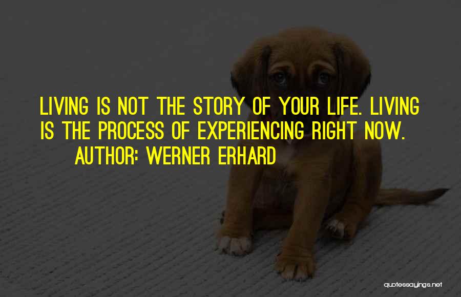 Werner Erhard Quotes: Living Is Not The Story Of Your Life. Living Is The Process Of Experiencing Right Now.