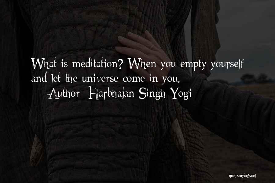 Harbhajan Singh Yogi Quotes: What Is Meditation? When You Empty Yourself And Let The Universe Come In You.