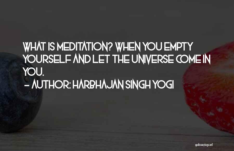 Harbhajan Singh Yogi Quotes: What Is Meditation? When You Empty Yourself And Let The Universe Come In You.