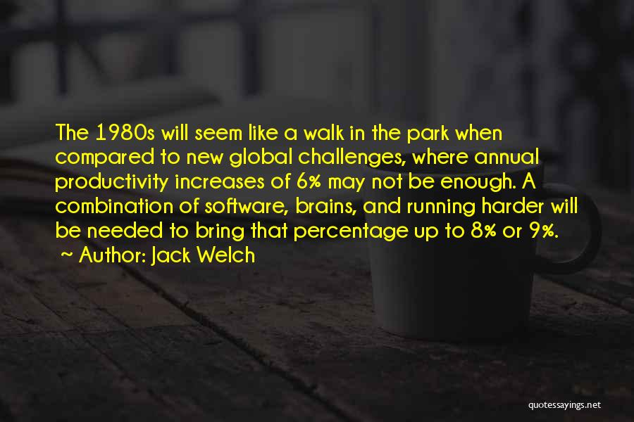 Jack Welch Quotes: The 1980s Will Seem Like A Walk In The Park When Compared To New Global Challenges, Where Annual Productivity Increases