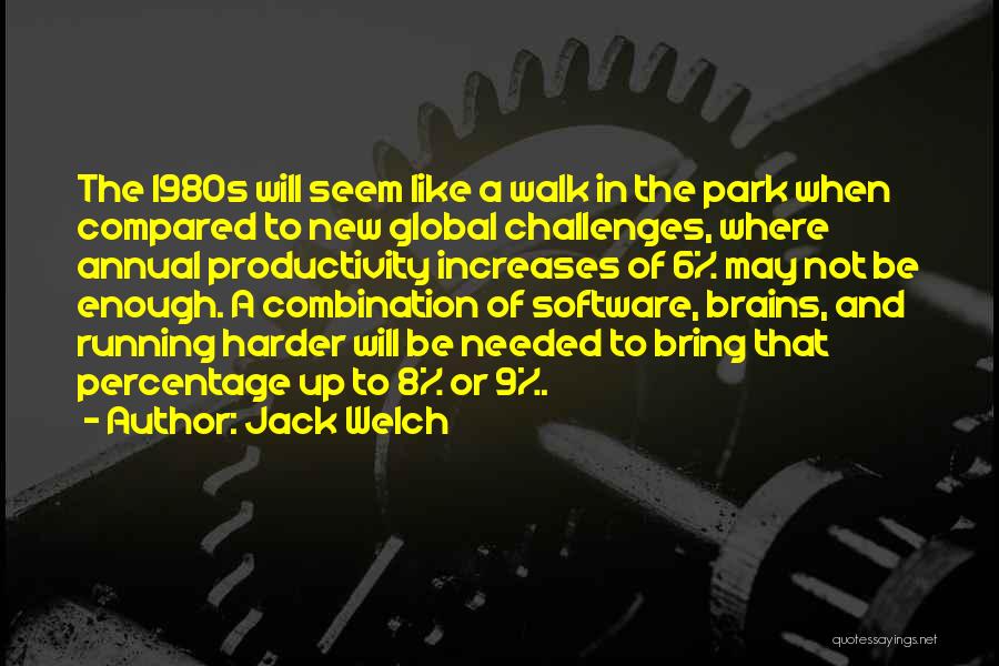 Jack Welch Quotes: The 1980s Will Seem Like A Walk In The Park When Compared To New Global Challenges, Where Annual Productivity Increases