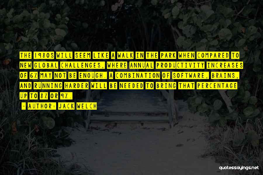 Jack Welch Quotes: The 1980s Will Seem Like A Walk In The Park When Compared To New Global Challenges, Where Annual Productivity Increases