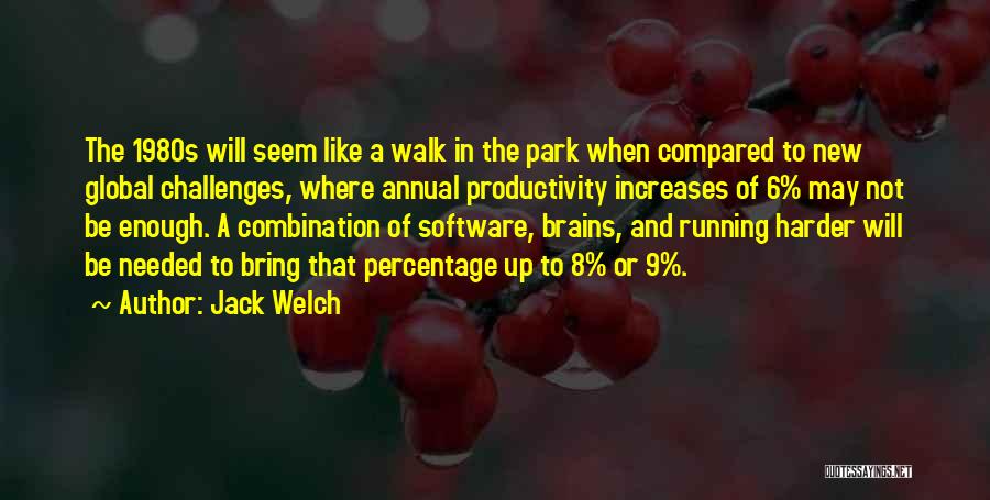 Jack Welch Quotes: The 1980s Will Seem Like A Walk In The Park When Compared To New Global Challenges, Where Annual Productivity Increases