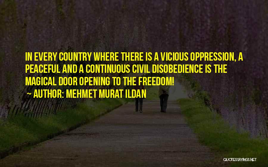Mehmet Murat Ildan Quotes: In Every Country Where There Is A Vicious Oppression, A Peaceful And A Continuous Civil Disobedience Is The Magical Door
