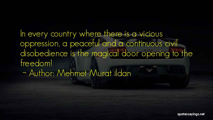 Mehmet Murat Ildan Quotes: In Every Country Where There Is A Vicious Oppression, A Peaceful And A Continuous Civil Disobedience Is The Magical Door