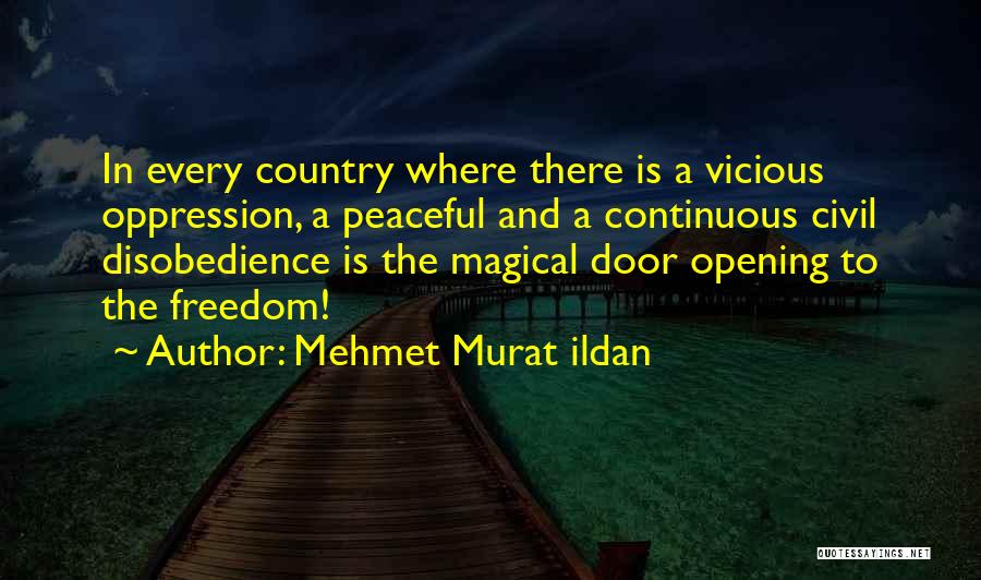 Mehmet Murat Ildan Quotes: In Every Country Where There Is A Vicious Oppression, A Peaceful And A Continuous Civil Disobedience Is The Magical Door
