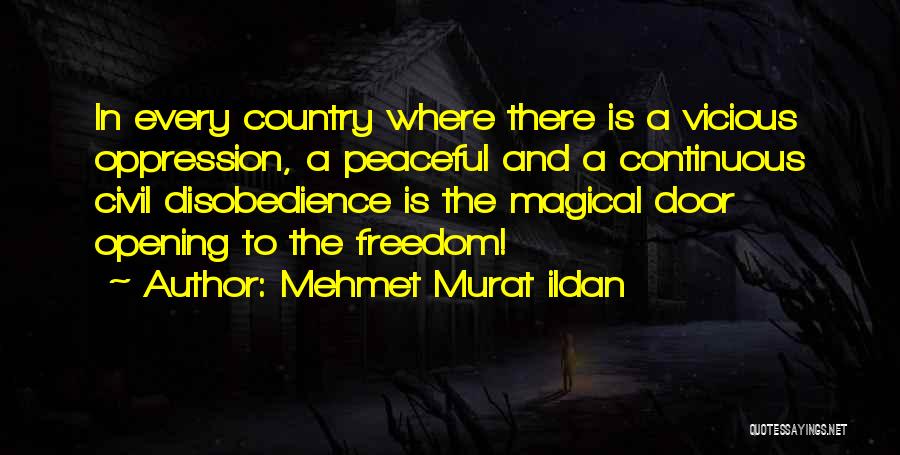 Mehmet Murat Ildan Quotes: In Every Country Where There Is A Vicious Oppression, A Peaceful And A Continuous Civil Disobedience Is The Magical Door