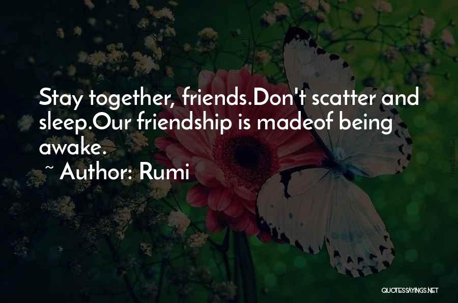 Rumi Quotes: Stay Together, Friends.don't Scatter And Sleep.our Friendship Is Madeof Being Awake.