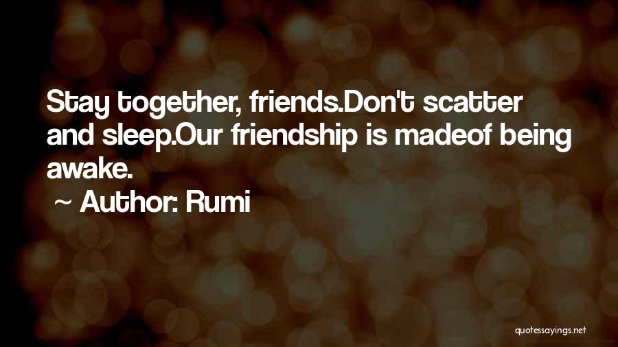 Rumi Quotes: Stay Together, Friends.don't Scatter And Sleep.our Friendship Is Madeof Being Awake.
