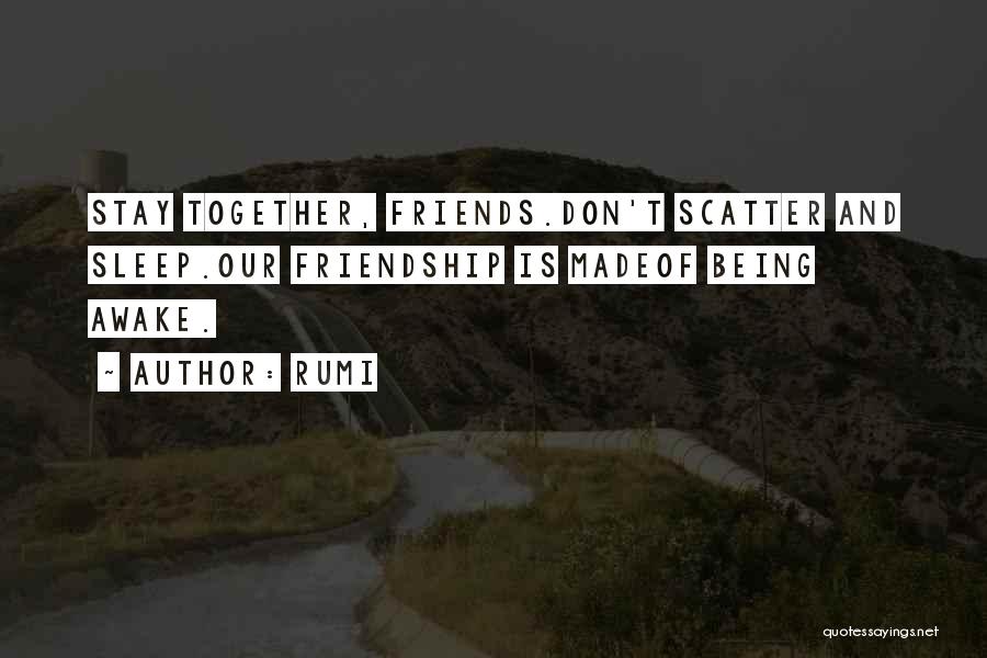 Rumi Quotes: Stay Together, Friends.don't Scatter And Sleep.our Friendship Is Madeof Being Awake.