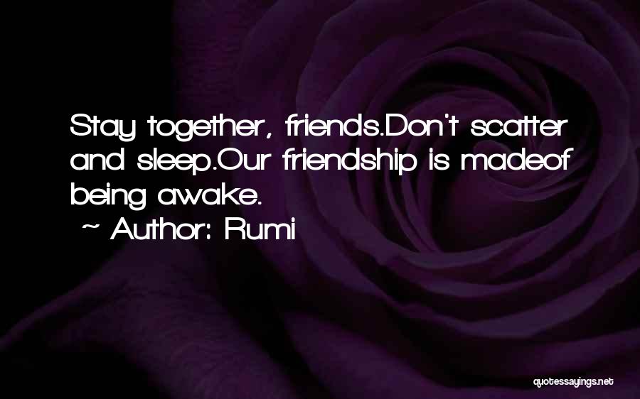 Rumi Quotes: Stay Together, Friends.don't Scatter And Sleep.our Friendship Is Madeof Being Awake.