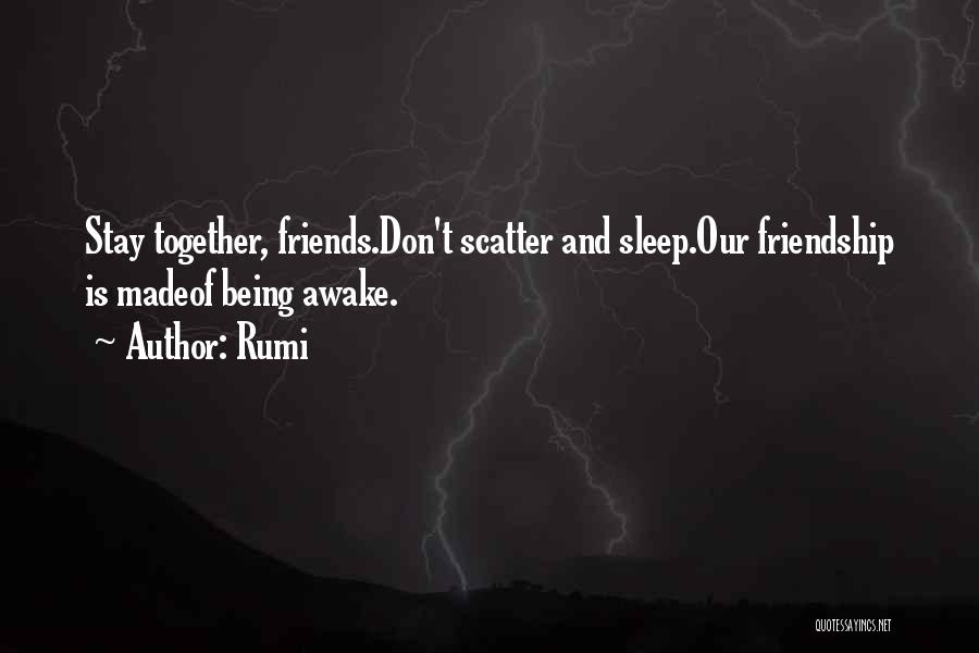 Rumi Quotes: Stay Together, Friends.don't Scatter And Sleep.our Friendship Is Madeof Being Awake.