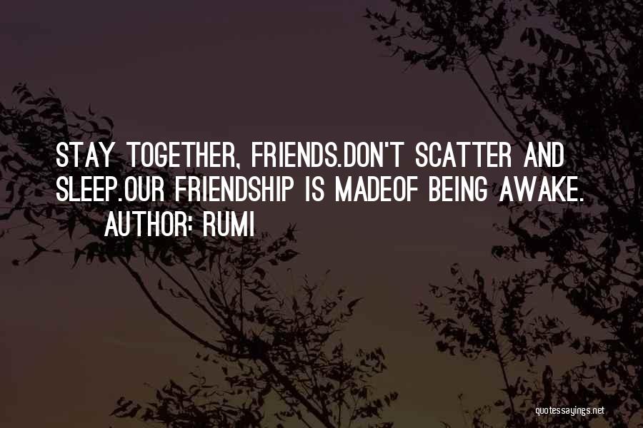 Rumi Quotes: Stay Together, Friends.don't Scatter And Sleep.our Friendship Is Madeof Being Awake.