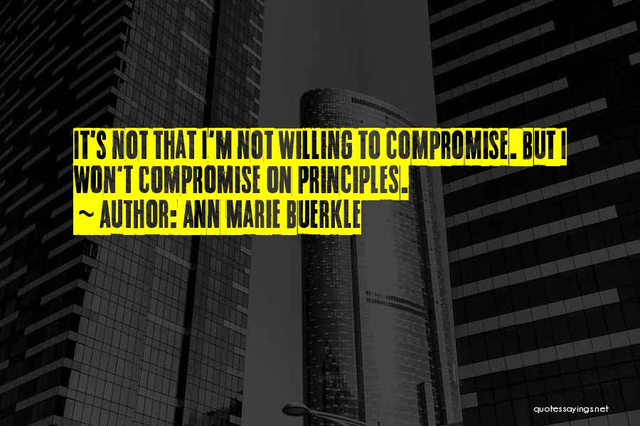 Ann Marie Buerkle Quotes: It's Not That I'm Not Willing To Compromise. But I Won't Compromise On Principles.