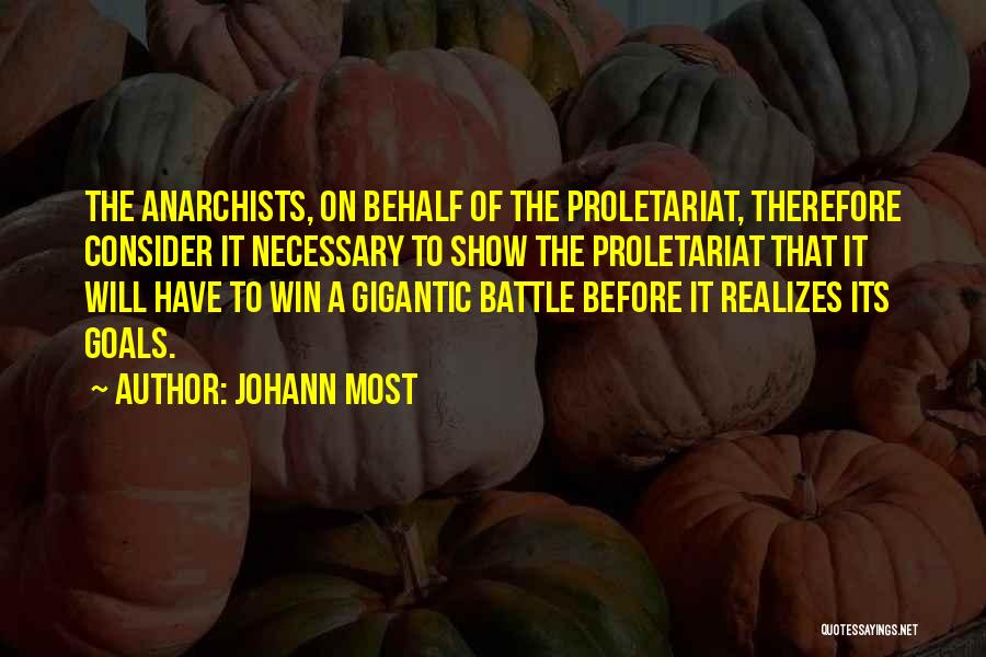 Johann Most Quotes: The Anarchists, On Behalf Of The Proletariat, Therefore Consider It Necessary To Show The Proletariat That It Will Have To