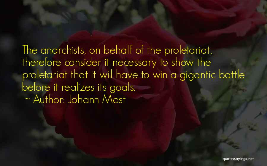 Johann Most Quotes: The Anarchists, On Behalf Of The Proletariat, Therefore Consider It Necessary To Show The Proletariat That It Will Have To