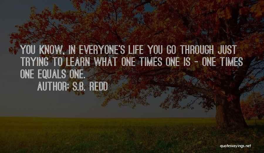 S.B. Redd Quotes: You Know, In Everyone's Life You Go Through Just Trying To Learn What One Times One Is - One Times