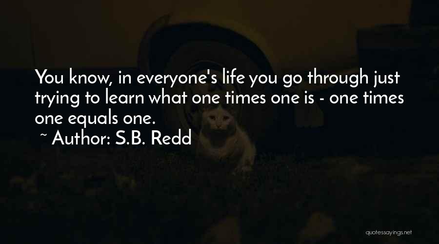 S.B. Redd Quotes: You Know, In Everyone's Life You Go Through Just Trying To Learn What One Times One Is - One Times