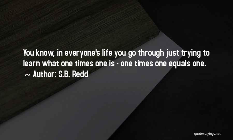 S.B. Redd Quotes: You Know, In Everyone's Life You Go Through Just Trying To Learn What One Times One Is - One Times