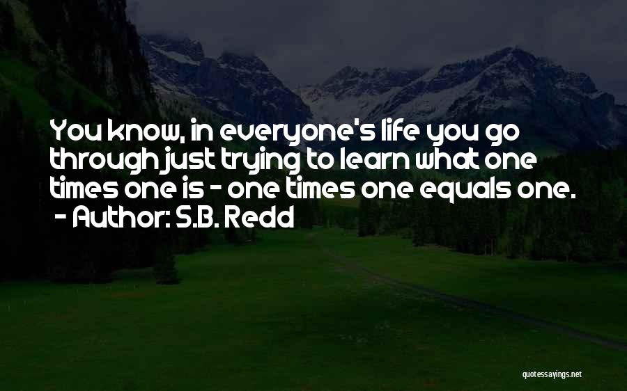 S.B. Redd Quotes: You Know, In Everyone's Life You Go Through Just Trying To Learn What One Times One Is - One Times