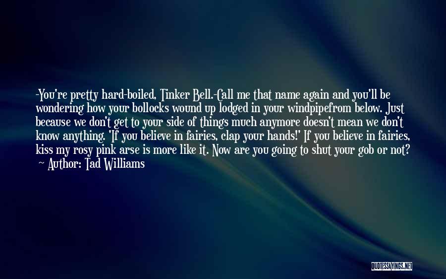 Tad Williams Quotes: -you're Pretty Hard-boiled, Tinker Bell.-call Me That Name Again And You'll Be Wondering How Your Bollocks Wound Up Lodged In