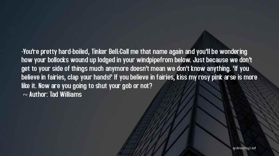 Tad Williams Quotes: -you're Pretty Hard-boiled, Tinker Bell.-call Me That Name Again And You'll Be Wondering How Your Bollocks Wound Up Lodged In