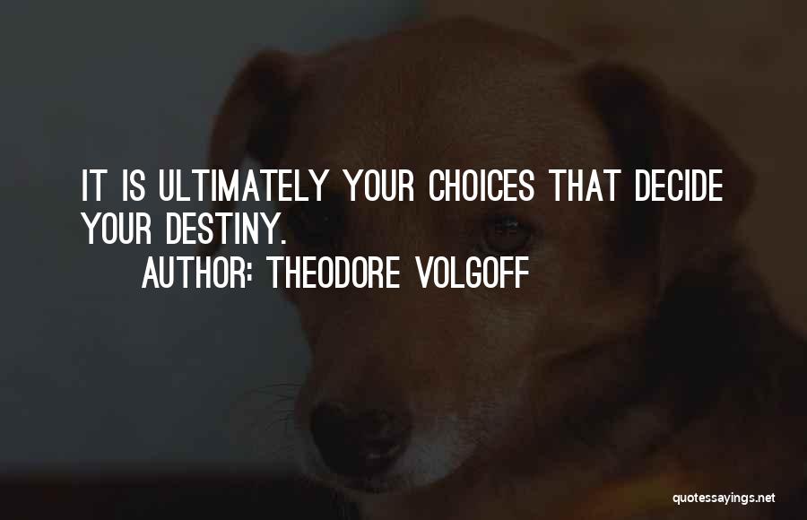 Theodore Volgoff Quotes: It Is Ultimately Your Choices That Decide Your Destiny.