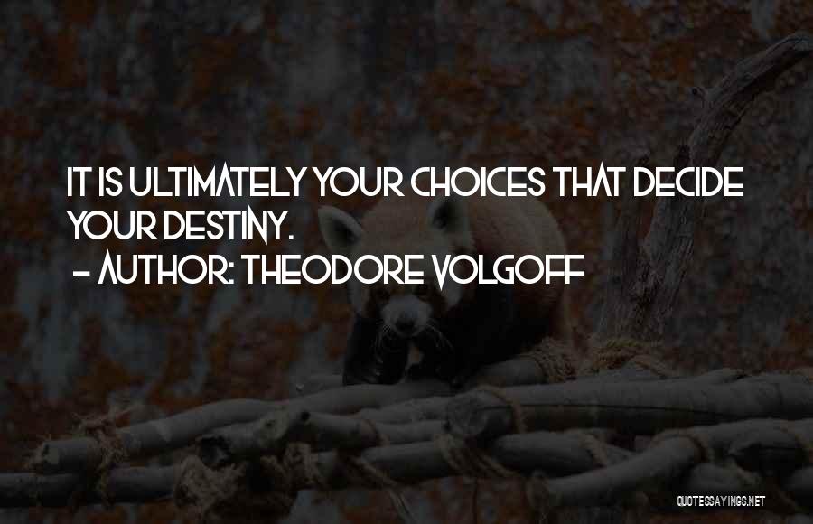 Theodore Volgoff Quotes: It Is Ultimately Your Choices That Decide Your Destiny.