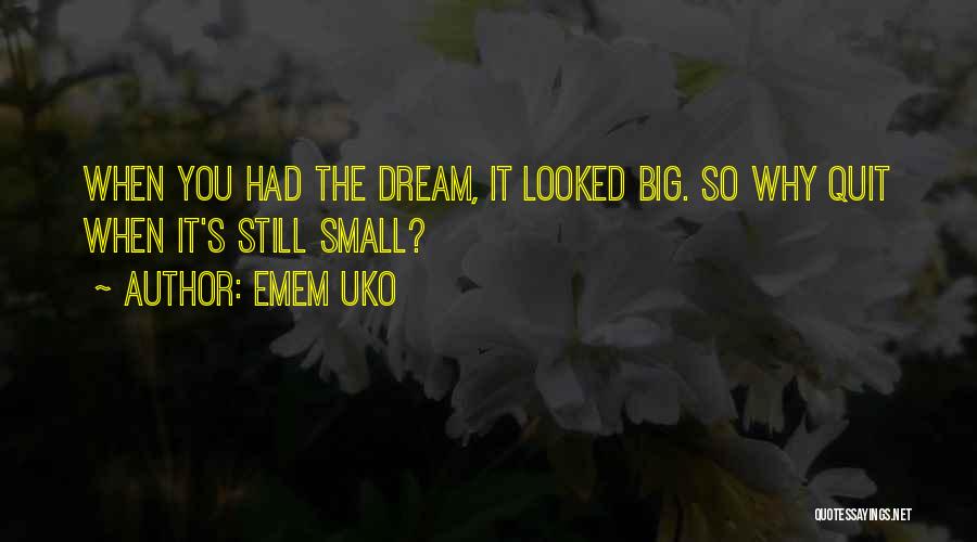 Emem Uko Quotes: When You Had The Dream, It Looked Big. So Why Quit When It's Still Small?