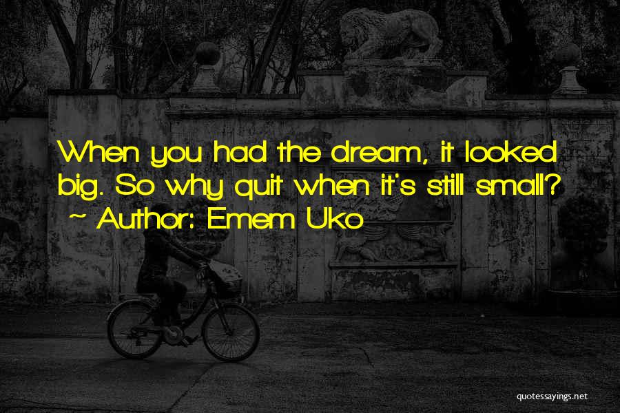 Emem Uko Quotes: When You Had The Dream, It Looked Big. So Why Quit When It's Still Small?
