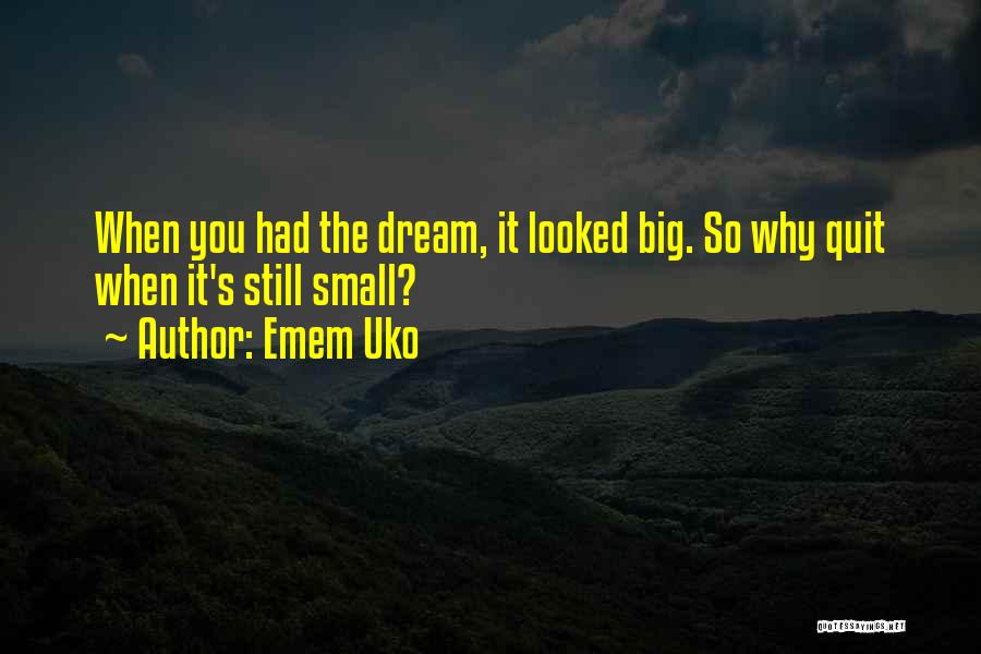 Emem Uko Quotes: When You Had The Dream, It Looked Big. So Why Quit When It's Still Small?