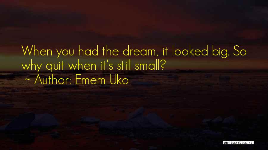 Emem Uko Quotes: When You Had The Dream, It Looked Big. So Why Quit When It's Still Small?