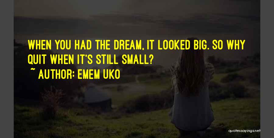 Emem Uko Quotes: When You Had The Dream, It Looked Big. So Why Quit When It's Still Small?