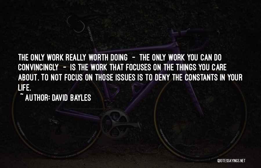 David Bayles Quotes: The Only Work Really Worth Doing - The Only Work You Can Do Convincingly - Is The Work That Focuses